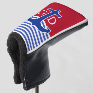 Anchor blue / white contour & stripes + your idea golf head cover