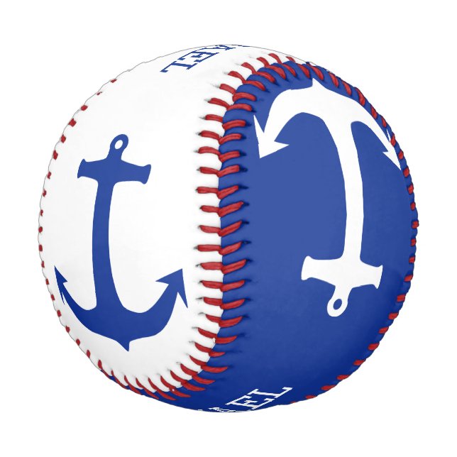 Anchor blue & white + your Name Baseball (Angled)