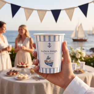Anchor Boat Nautical Baby Boy Shower Paper Cups