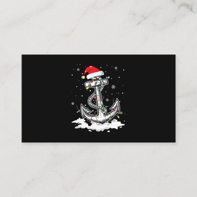Anchor Boating Sailing Christmas Santa Hat Lights. Business Card (Front)