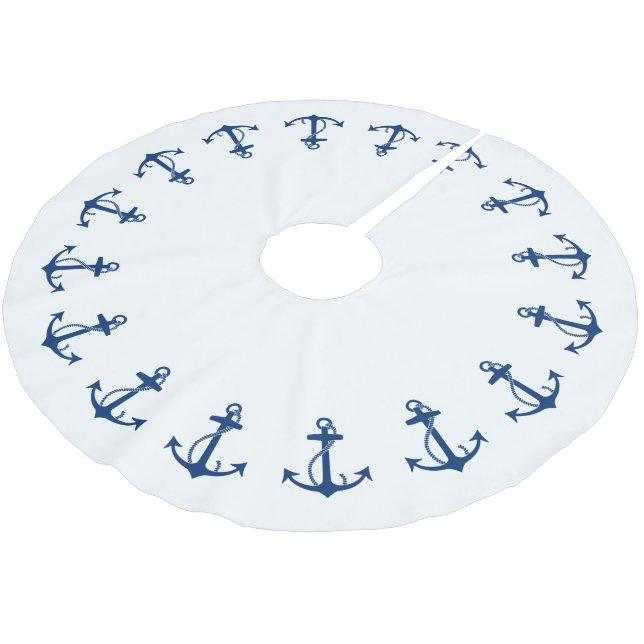 Anchor Border Brushed Polyester Tree Skirt (Angled)
