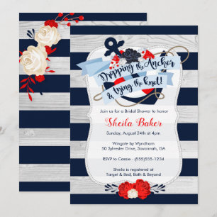 Anchor Bridal Shower Invitation - Nautical Navy