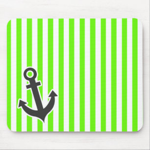 Anchor; Bright Green Stripes; Striped Mouse Mat