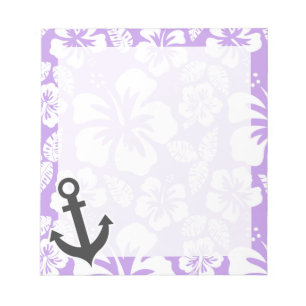 Anchor; Bright Lavender Tropical Hibiscus Notepad