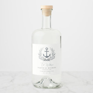 Anchor coastal personalised wedding liquor bottle label