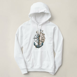 Anchor Compass Clock Vintage Nautical Tattoo Desig Hoodie