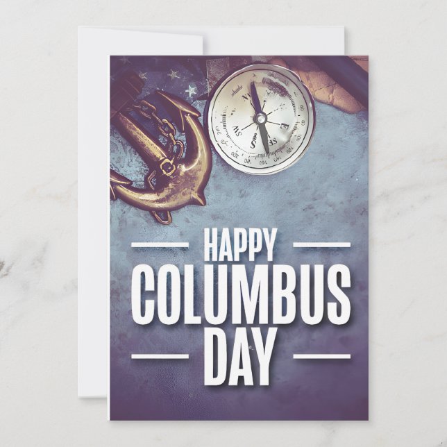 Anchor & Compass – Columbus Day  Invitation (Front)