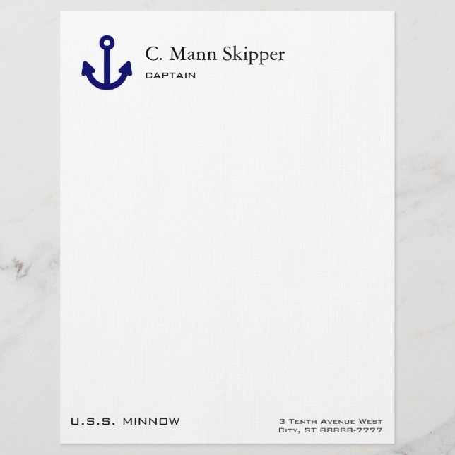 Anchor Customised Letterhead (Front)