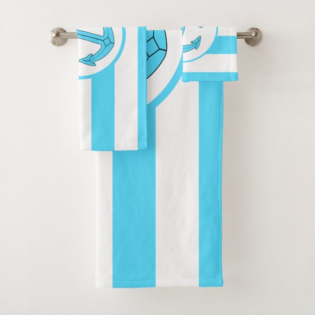 Anchor Design Blue Striped Bath Towel Set (Insitu)