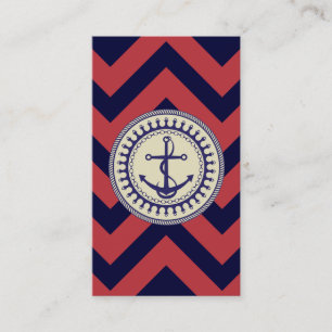 Anchor Down Chevron Red Navy Blue Business Card