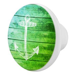 Anchor Faux Wood Green Nautical Drawer knob