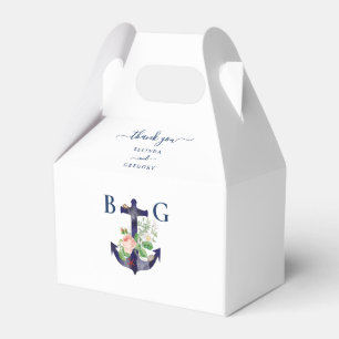 Anchor Floral Nautical Summer Wedding Favour Box