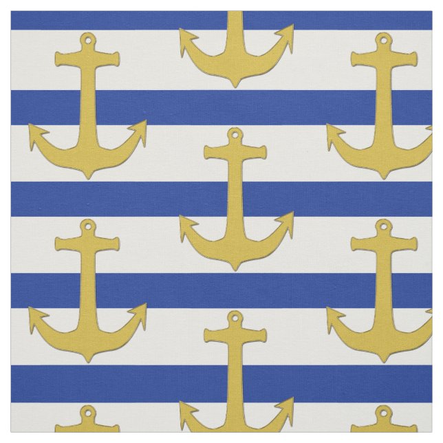 Anchor gold & stripes + your ideas fabric (Swatch)