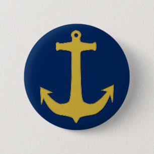 Anchor gold + your background & ideas 6 cm round badge