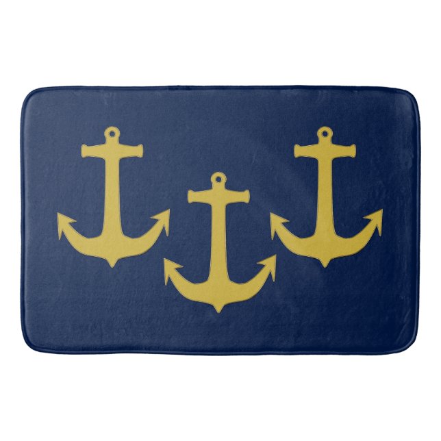 Anchor gold + your background & ideas bath mat (Front)