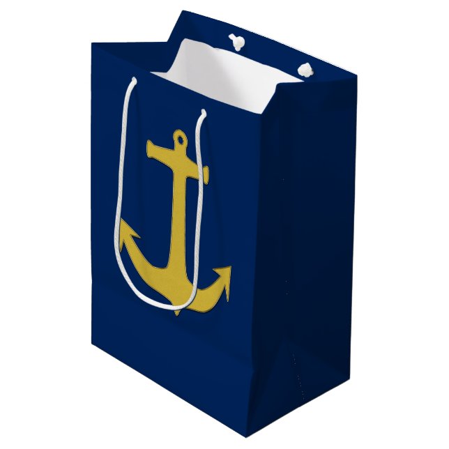 Anchor gold + your background & ideas medium gift bag (Front Angled)