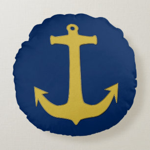 Anchor gold + your background & ideas round cushion