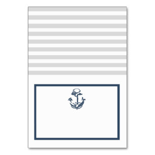Anchor Grey and Navy Blue Nautical Seating Card