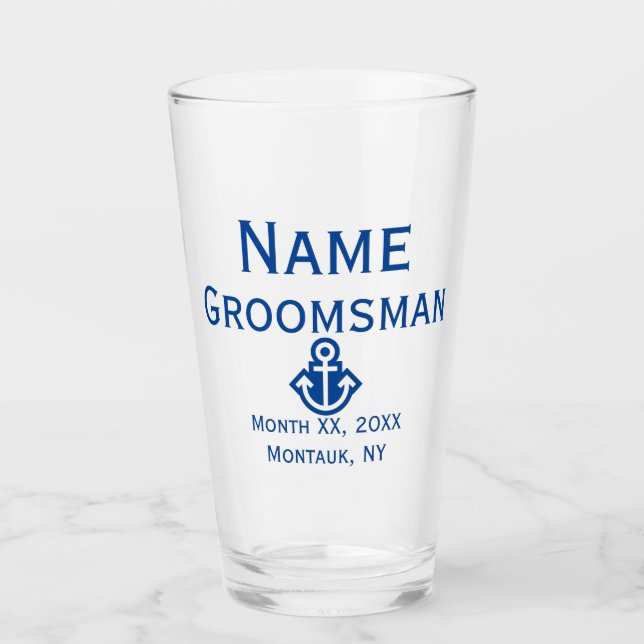 Anchor Groomsman Pint Glass Gift (Front)