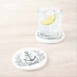 Anchor herald initial coaster<br><div class="desc">Elevate your coastal-inspired decor with these charming coasters, adorned with a personalised anchor design. Each coaster features the initials of the bride and groom within a classic anchor herald. Perfect for adding a touch of maritime romance to your home or wedding celebration, these coasters serve as stylish and functional keepsakes...</div>