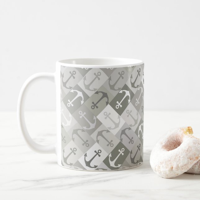 anchor herringbone mono coffee mug (With Donut)