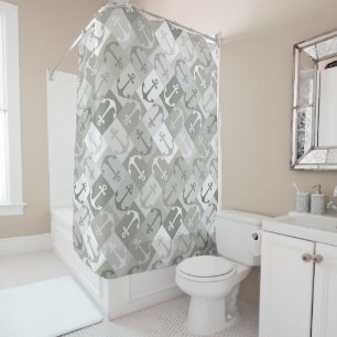 anchor herringbone mono shower curtain