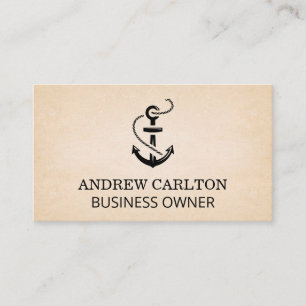 Anchor Icon   Paper Texture Background Business Card