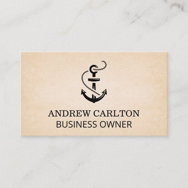 Anchor Icon | Paper Texture Background Business Card (Front)