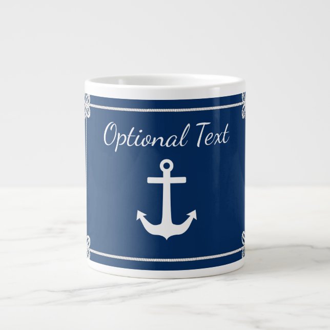 Anchor in Rope Frame Nautical Large Coffee Mug (Front)