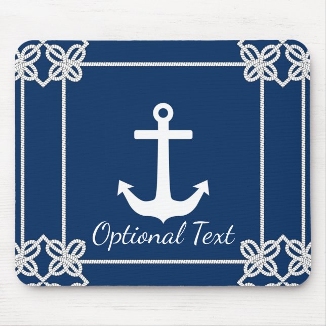 Anchor in Rope Frame Nautical Mouse Mat (Front)