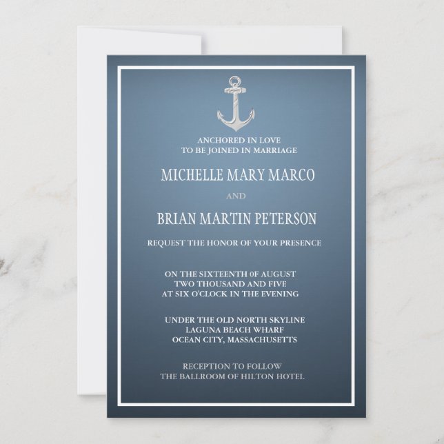 ANCHOR l Nautical Destination Themed Wedding Invit Invitation (Front)