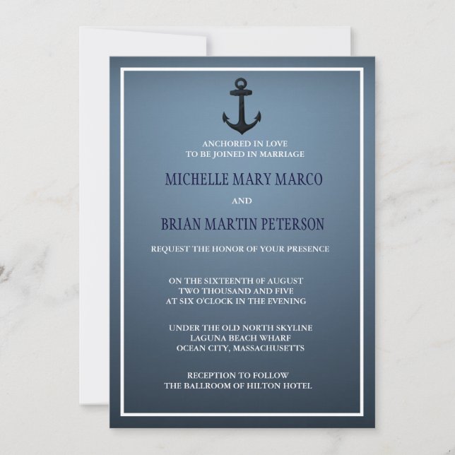 ANCHOR l Nautical Destination Themed Wedding Invit Invitation (Front)