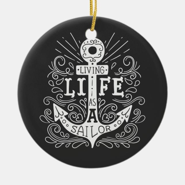 Anchor Life – Nautical Quote Ornament (Front)