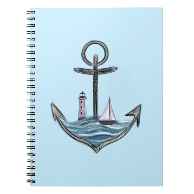 Anchor & Lighthouse (Version 1) Notebook (Front)