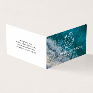 Anchor Logo   Ocean Waves   Boating Business Card
