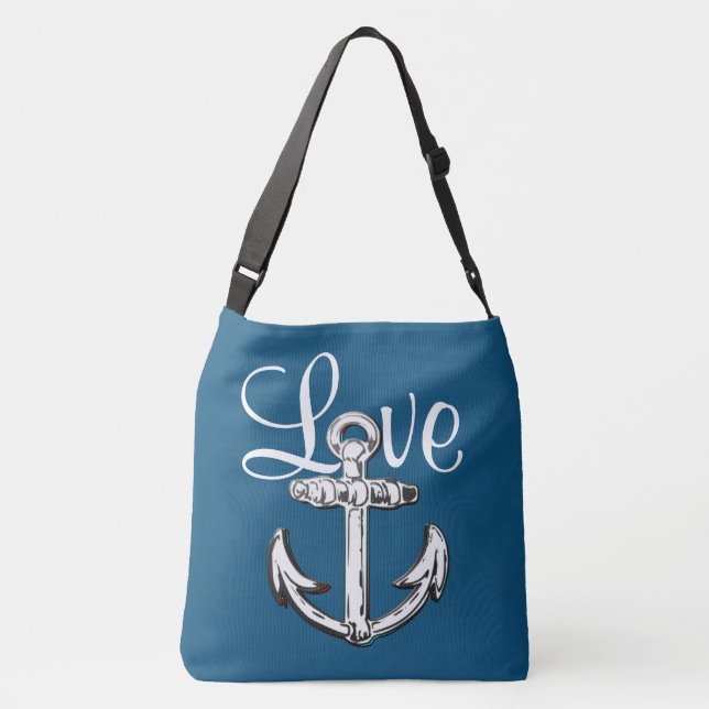 Anchor Love  nautical beach cottage shoulder bag (Back)