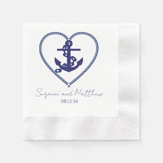 Anchor Love Nautical Wedding Napkins (Front)