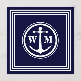 Anchor Monogram 5.25x5.25 Square Paper Invitation