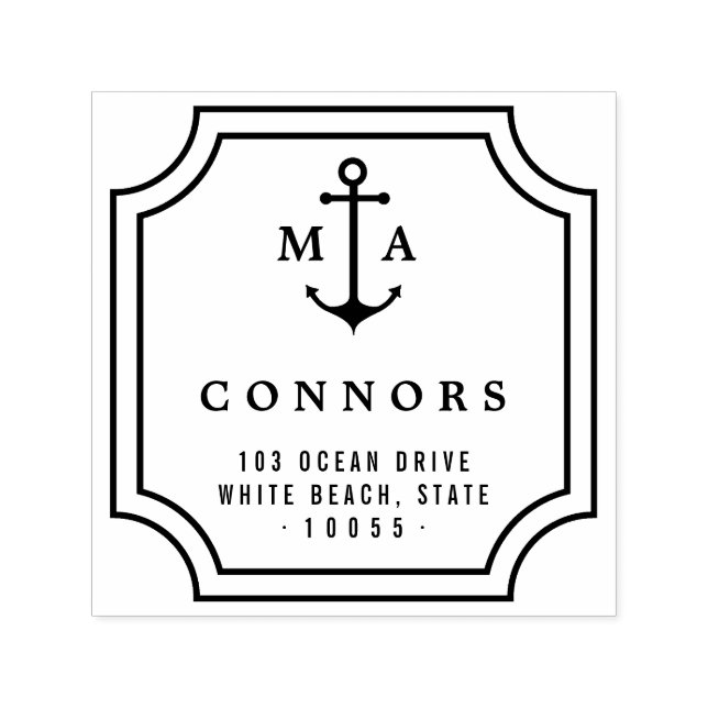 Anchor Monogram Frame Wedding Self Inking Stamp (Design)