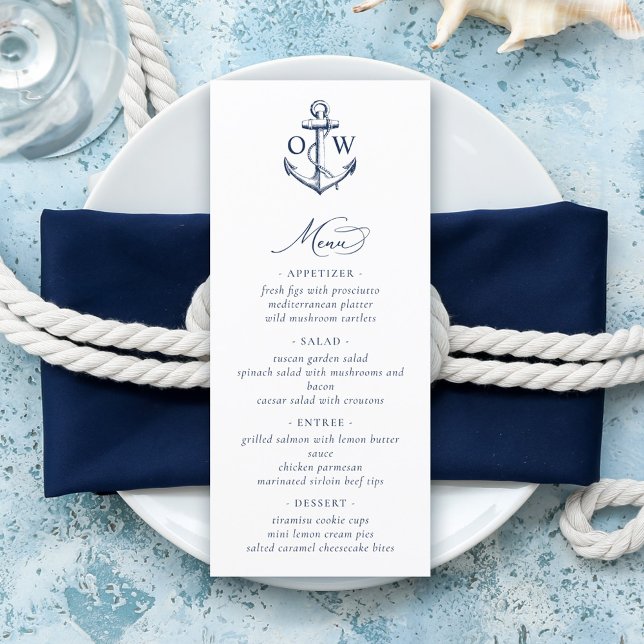 Anchor Monogram Nautical Wedding Menu (Creator Uploaded)