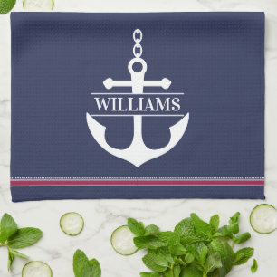 Anchor Monogram Personalized Tea Towel