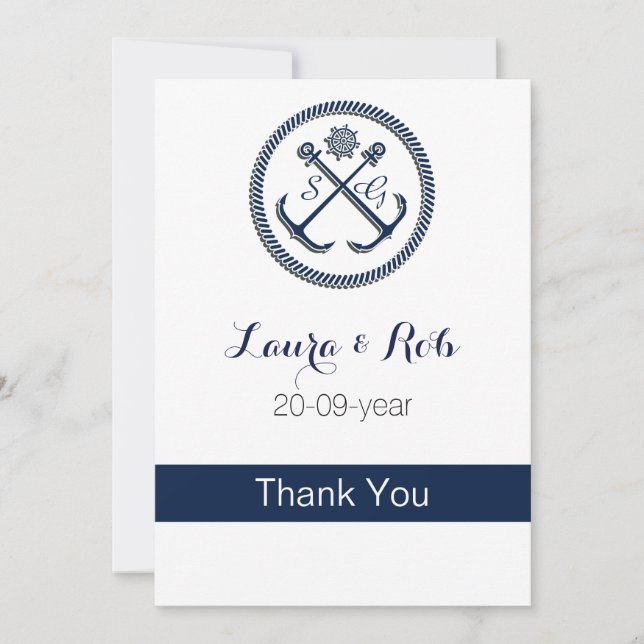 Anchor Monograms, Nautical Wedding Invitation (Front)