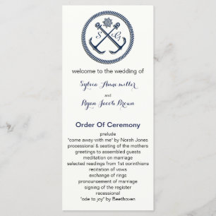 Anchor Monograms, Nautical wedding programs Programme