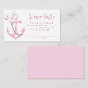 Anchor Nautical Baby Shower Diaper Raffle Ticket Enclosure Card