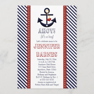 Anchor Nautical Baby Shower Invitations