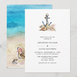 Anchor Nautical Beach Summer Wedding  Invitation