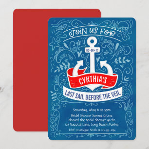 Anchor Nautical Bridal Shower Cruise Invitation
