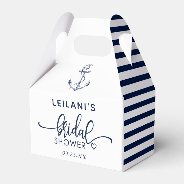 Anchor Nautical Bridal Shower White Favour Box (Front Side)