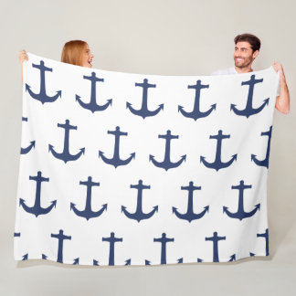 Anchor nautical coastal vibes fleece blanket