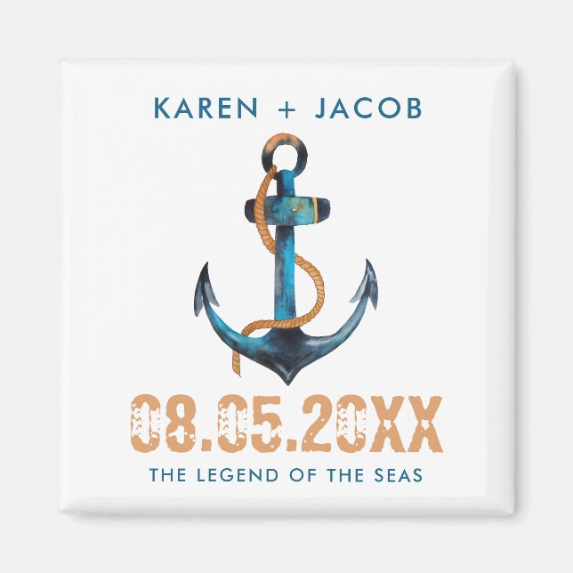 Anchor Nautical Cruise Ship Wedding Favour Magnets (Front)